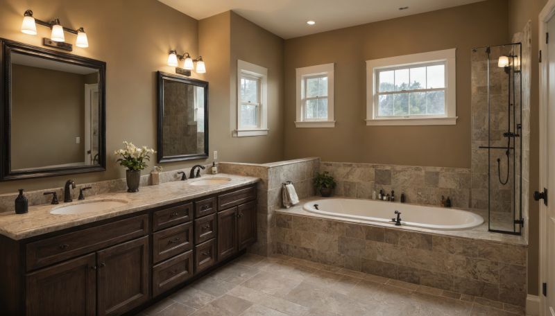Contemporary Bathroom with Floating Vanities