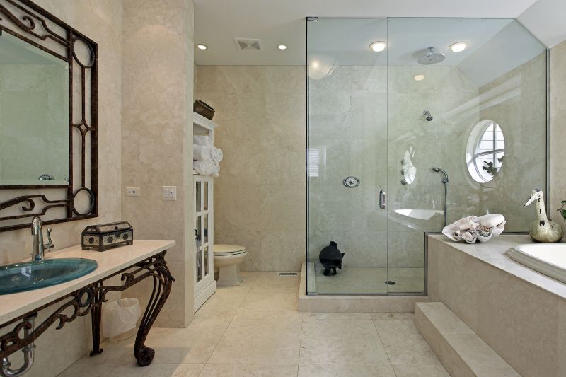 Elegant Shower with Natural Stone
