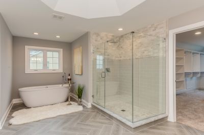 Corner Shower with Glass Door